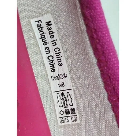 Crocs Women's Heather Gray Fabric Hot Pink Trim Slip-On Ballet Flat Shoes Size 8 - Picture 2 of 9